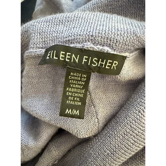 Eileen Fisher 100% Merino Wool Turtleneck Tunic Sweater Women’s M Blue - Picture 2 of 6